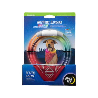 Nite Ize® NiteHowl® Bandana Collier de sécurité LED rechargeable DISC-O Select™ Rouge