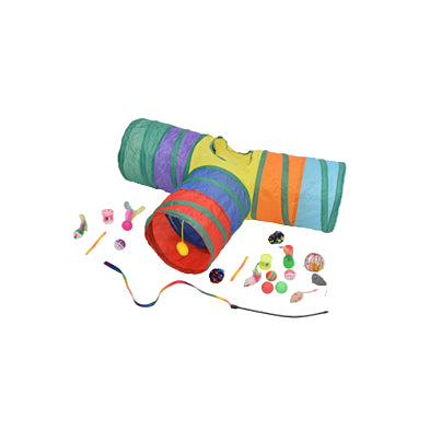 PetPals Group© Combo jouet avec tunnel et jouet teasing jouet multicolore pour petit chat