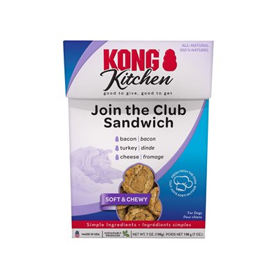 Gâterie moelleuse Kong ( join the club sandwich) bacon, dinde et fromage