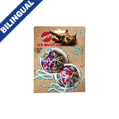 Spot® Sew Much Fun Yarn Ball Cat Toy 2.5" (2 Pack)