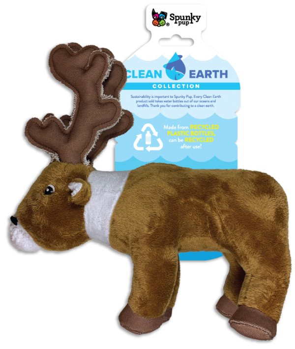 Peluche fait de plastiques recyclés en forme de caribou