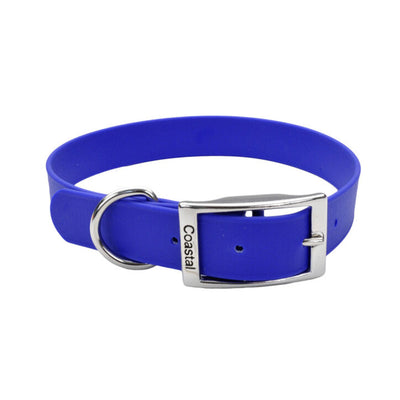 Collier ajustable en biothane imperméable bleu