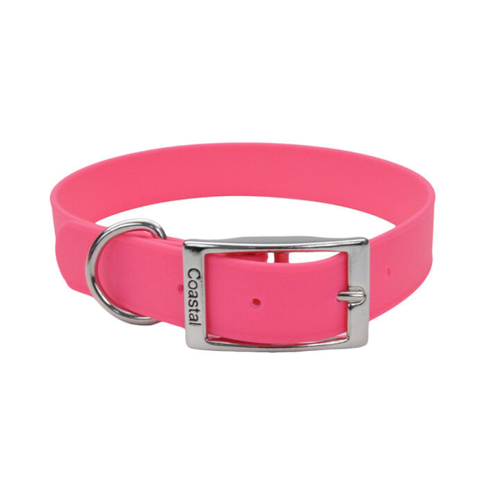 Collier ajustable en biothane imperméable rose