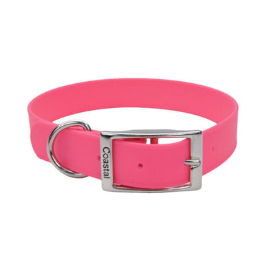 Collier ajustable en biothane imperméable rose